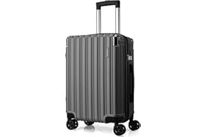 FLIEE Cabin Suitcase Hard Shell | 55x40x20cm Cabin Luggage | Lightweight Suitcase | Aluminum Telescopic Handle | TSA 3 Digit Combination Lock | 4 Dual Spinner Wheels. (Grey, Cabin 20")
