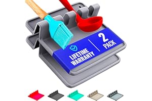 COOLER KITCHEN Poggiamestolo - 2 Poggia Mestoli da Cucina - Posa Utensili da Cucina in Silicone Resistente al Calore e Senza BPA - Posa Mestoli con Salvagoccia - porta mestoli da cucina - poggia mestolo cucina