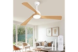 ZMISHIBO Ventilateur de Plafond avec Lumière et Télécommande, Ø132 cm, Moteur DC Silencieux, 6 Vitesses, 3 Températures de Couleur LED (3000K/4000K/6000K), Modes Été/Hiver, Minuterie 1/4/8h