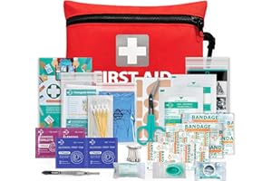 General Medi Mini First Aid Kit, 92 Pieces Small First Aid Kit - Includes Emergency Foil Blanket, Scissors for Travel, Home, Office, Vehicle, Camping, Workplace & Outdoor (Red)