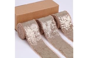 BYZANDQI Metaliczna wstążka szyfonowa 3,8 cm x 15 m, złota wstążka, jedwabna, ręcznie robiona, postrzępiona wstążka do pakowania prezentów, baby shower, wesele, dekoracja świąteczna (jasno naga)