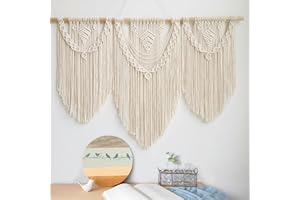Ordeluxe Macramè 110cm x 82cm Arazzo da Parete Boho, Grande, Fatto a Mano, Decorazione Murale per Camera da Letto, Decorazione da Balcone, Regalo per Donne