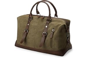 Virklyee Bolso de Viaje de Lona Retro Weekender Bolsa de Deporte Hombre Bolsa Gimnasio 32L,Lona retroAdecuado para Viajes, Negocios, Camping,para Mujer y Hombre (Verde)