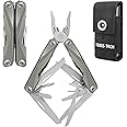 Swiss+Tech 16 in 1 Aluminum Handle Multi-Tool (Champagne), Multifunctional Pliers with Scissors, Saw, Bottle Opener, Screwdriver, Serrated Blade, Camping Multi-Tool, Outdoor Repairing, with Carry Bag