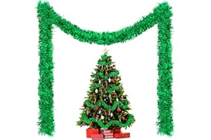 TUTUKYLE 20 m/Pack de 10 guirnaldas de oropel para árbol de Navidad, guirnalda verde para Navidad, decoración de Navidad, guirnaldas de oropel para cortinas, habitaciones, fiestas de Navidad