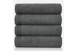 GC GAVENO CAVAILIA Large Towels Bath Sheet - Highly Absorbent Egyptian Cotton Towel Set - 4 Pack Extra Soft Large Bath Towel Charcoal-Quick Dry Bath Sheets - 450 GSM Washable Towels, 75X135 Cm