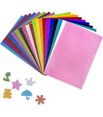 Creatorally 40 Sheets Glitter Cardstock A4, Gold And Silver Shiny Card Paper, Self Adhesive Sparkly Sheet For Crafting DIY Gift Laser Cutting