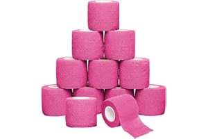 12 Pack Black Self Adhesive Bandage Wrap,SAREAL 2" x 5 Yards Athletic Wrap Self Adhesive,Vet Wrap,Tattoo Grip Tape,Sports Tape Bulk for First Aid Supplies and Wrist Sprains Protection