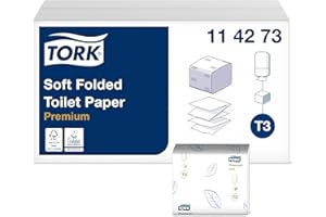 Tork 114273 Einzelblatt Toilettenpapier Premium für Tork T3 Toilettenpapierspender / WC-Papier 2-lagig reißfest / 30 x 252 Blatt