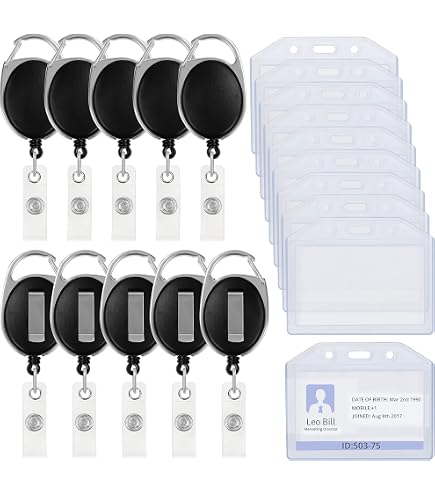 15 Portachiavi Retrattili Con Clip Da Tasca, Porta Badge Estensibile Fino A 70 Cm In ABS Nero
