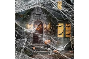 YORFULL Decorazioni di Halloween Ragnatela 100 g con 20 Ragni di Plastica, Ragnatela Estensibile per Decorazioni di Halloween per Interno ed Esterno, Decorazione per Casa Stregata, Horror da Giardino