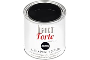 Bianco Forte - Tafelschwarz - (250ml) - 2-in-1 Kreidefarbe & Versiegelung: Hochbeständige Farbe für Möbel, Schränke, Wände & Türen – Schnelltrocknend, Innen/Außen, Mattes Finish, Einfache Anwendung