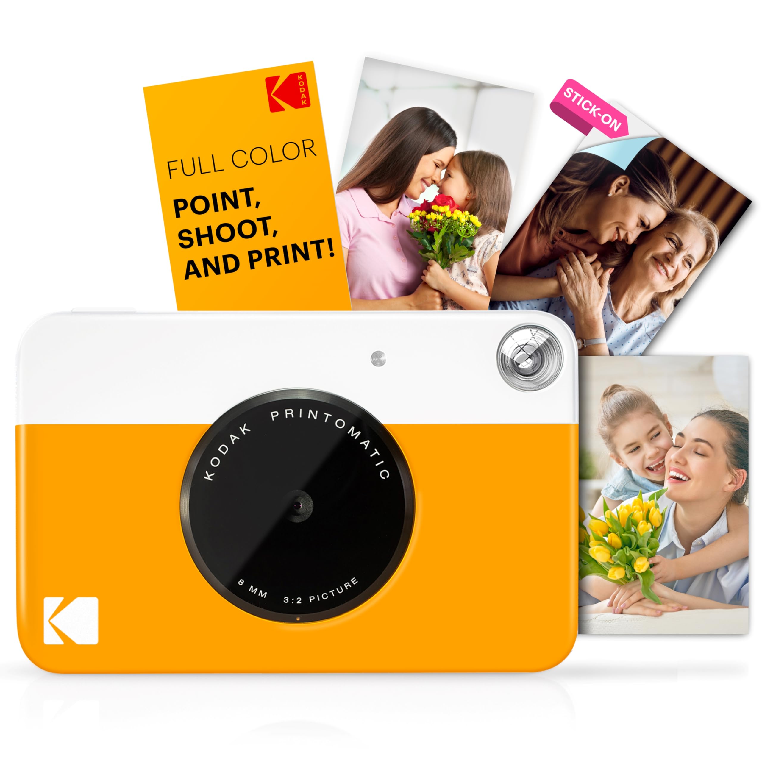 Kodak PRINTOMATIC Digital Instant Print Camera (Yellow), Full Color Prints On Zink 2x3 Sticky-Backed Photo Paper - Print Memo