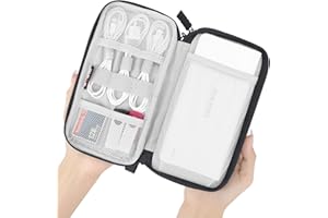 LINGHUANG Portable Small Travel Bag Organizer,BUBM Electronics Accessories Bag Cable Bag Memory Card Battery Storage Mobile Disk Bag Case (Black)