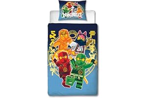 Character World Set copripiumino singolo ufficiale Lego Ninjago | True Design | Biancheria da letto reversibile su 2 lati con federa coordinata | Set per letto singolo | in policotone