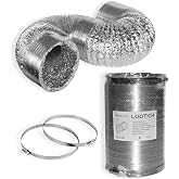 LOOTICH Flexible Aluminium Tube &Oslash;102mm Length 2.5m for Air Duct Ventilation Systems with 2 Steel Clamps
