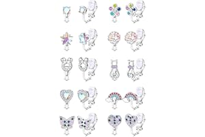 YADOCA 10 par klipsów do uszu dla dzieci, dziewczynek, bez dziurek w uszach, serce, gwiazdy, tęcza, koty, kwiaty, motyle, hipoalergiczne klipsy do uszu, biżuteria dla dzieci i dziewcząt