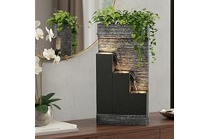 Arnusa BK845 Fuente de jardín con iluminación LED, Fuente de jardín con Lavabo Decorativo, Fuente de Interior, Fuente para Uso Interior y Exterior, Decoración de jardín