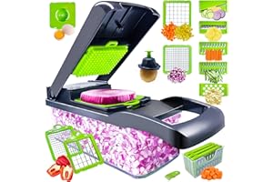 EAR&EAR 12 in 1 Vegetable Chopper Onion Chopper Food Chopper - Multi Vegtable Chopper Salad Chopper Fruit Slicer Cutter Carrot Chopper Chip Slicer Potato Chopper - Useful Chopping Tool Kitchen Items