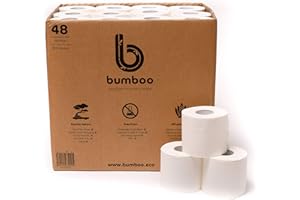 Bumboo Bamboo Toilet Roll 48 Pack | Toilet Paper 3 ply, 300 Sheets | Bulk Toilet Rolls | Plastic-Free, Soft, Strong, Sustainable & Biodegradable Loo Roll