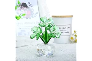 YU FENG Kryształowe szkło kwiat ornament czterolistna koniczyna kwiatowa figurka kolekcjonerska dekoracja stołu do domu prezent (zielony)