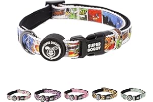 SUPER DOGGY Collar Perro Pequeño, Mediano y Grande - Collar Nylon Ajustable y Acolchado con Diseños de Moda - para Paseo, Entrenamiento y Correr - Ligero e Ideal para Cachorros