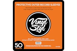 Vinyl Styl Fundas exteriores protectoras para discos de vinilo de 12 pulgadas, parte superior abierta, 50 unidades (transparente)
