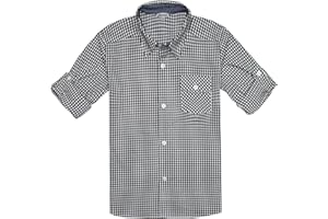 BIENZOE Jungen Baumwolle Plaid Knopf Unten Hemd