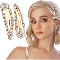 4 Stück Strass Snap-Haarspangen – Metall-Schnappspangen In Gold, Verziert Mit Glitzernden Strasssteinen