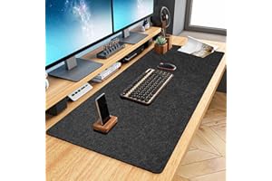 ALTAMEJOR Sous-main en feutre - 100 x 43 cm - Grand tapis de souris - Antidérapant - Pour bureau et maison - Protection de bureau - Gris foncé