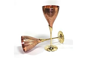StonKraft Coupe de vin en flûte de cuivre gravé cuivré Flûtes à champagne Coupes Verres Ensemble de deux - Idéal pour Moscow Mule Too (Finition Cuivre)
