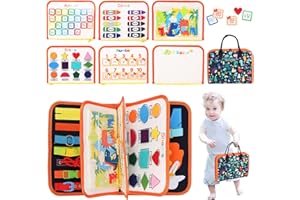TUNJILOOL Busy Board Jouet Educatif pour Apprendre Motricité Fine, 5 Couches Planches Montessori Jouet pour Enfant 2 3 4 Ans