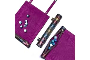 Cusdie 2 in 1 Dice Rolling Mat & Zippered Dice Holder Dice Tray- Compatible with DND Polyhedral Dice Dungeons and Dragon (Colorful Dragon Scale)