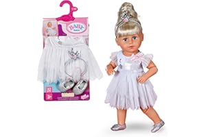 BABY born Ballerina-Outfit - Body & Tüll-Rock mit Schwanen-Stickerei - Inkl. Haarreif mit Krone & Schuhen - Hochwertiges Puppenzubehör - Kleidung geeignet für Puppen der Größe 43 cm