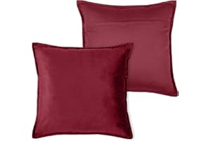 MIULEE 2er Set SAMT Kissenbezug Weihnachten Kissenhülle Dekorative Dekokissen Sofakissen Lendenkissen Wurfkissenbezug mit Verstecktem Reißverschluss Sofa Schlafzimmer 18 x 18 Inch 45 x 45 cm Weinrot