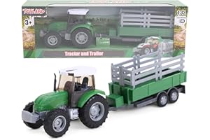 Toyland® 22,5 cm Farm Traktor & Tanker/Trailer Set - Freilauf Action - Boys Farm Toys (Grüner Trailer)
