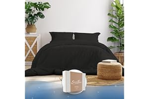 ‎SAMTHUS Samthus Bettwäsche 135x200 Baumwolle Satin - Oeko-Tex Made In Green - Himmlisch weicher Schlaf - Bettwäsche-Set mit 1x Bettbezug 135x200 + 1x Kissenbezug 80x80 - Duvet Cover - Schwarz