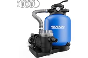 Monzana® Système de Filtre à Sable 9.960l/h 400W Pompe Piscine préfiltre 35.000L Auto-amorçage Ø32-38mm vanne 7 Voies Pompe Filtre a Sable 27kg