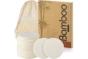 ASPACES Reusable Makeup Remover Pads - 20 Packs Natural Bamboo Cotton Rounds Eco-Friendly for All Skin Types with Cotton Laundry Bag, White