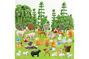 Suynauetev 51 Pezzi Alberi Modellismo Animali Fattoria Ampia Varietà di Forme e Dimensioni con Figurine per Modellismo Ferroviario Modellismo Diorama Decorazioni Paesaggistiche e Regali DIY