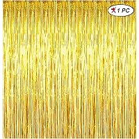 Party Propz Golden Foil Curtain Pack of 1 for Birthday, Anniversaries, Graduation, Retirement, Baby Shower Decoration