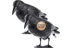 KADAX Corbeau Noir en Plastique, Épouvantail Efficace pour Repousser Les Oiseaux et Préserver Le Jardin, Le Balcon et la Maison Contre Les Pigeons (Lot de 2)