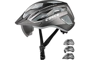 LOHCA Bike Helmets for Men and Women Lightweight MTB Bicycle Helmet with Detachable Visor & Magnetic Goggle Adjustable Youth Cycling Helmet for ebike Mountain Bike (55-61 cm)