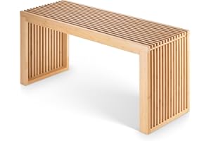 BAM BOO BOX Ławka Bambusowa - 90 X 33 X 43 cm - Drewniana Ławka Z Litego Drewna na Strefy Wejściowej, Salonu, Taras, Balkon, Do Ogrodu, lub Przedpokoju (Bambus)