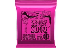 Ernie Ball, Super Slinky 7-String Nickel Wound, Corde per chitarra elettrica a 7 corde, diametro 9-52