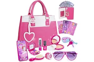 JOLTJIVE Pretend Makeup Sets Gifts for Girls, Childrens Princess Toys for 3-12 Year Old with Accessories Includes Handbag, Kids Phone, Purse, Makeup Kit Girls and More, Christmas Birthday Gifts for Girls