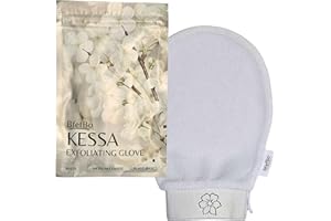 BfefBo Exfoliating glove, white, kessa mitt, natural shower loofah, exfoliating body scrub, tan removal, plant based