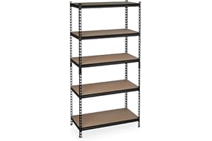 Relaxdays Étagère charge lourde à assembler HlP 183x91x46cm, capacité 1800 kg, 5 niveaux, cave & garage, acier, gris