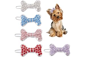 AMIJOUX 5 Pcs Dog Hair Clips Rhinestone Barrette Clips for Dog Small Dog Hair Bowknot Grooming Accessories for Pet Girl Cat