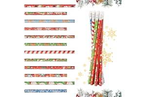 4MIU 36 Pcs Pencil of Christmas 12 Styles Pencil with Erasers Christmas Festive Themed Gift for Children